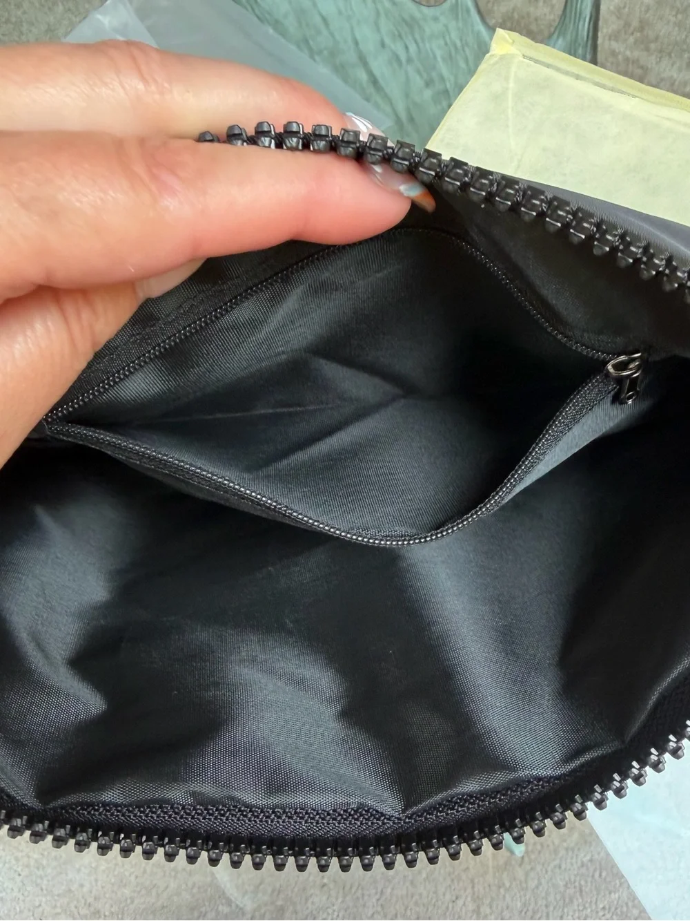 Chanel Black Nylon Logo Gift with Purchase Makeup Jewelry Zip Pouch Bag CC Tag